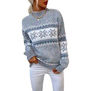 Women's Leopard Print Knitted Pullover Sweater Long Sleeve Crew Neck Jumper